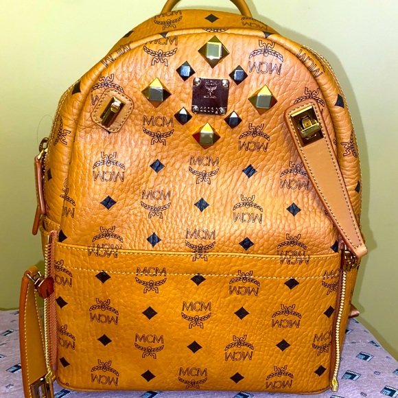 Brand New MCM Studded Cognac Backpack main image 4